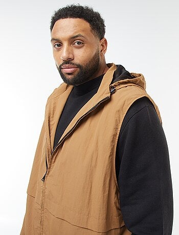 Corta-vento impermeável com capuz com mangas amovíveis