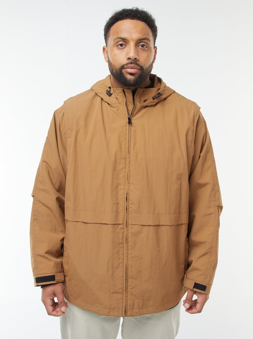 Corta-vento impermeável com capuz com mangas amovíveis - Kiabi