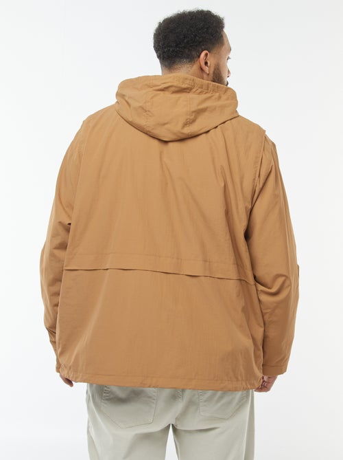 Corta-vento impermeável com capuz com mangas amovíveis - Kiabi