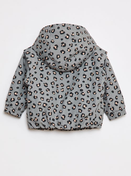 Corta-vento leve com capuz e padrão integral - Kiabi