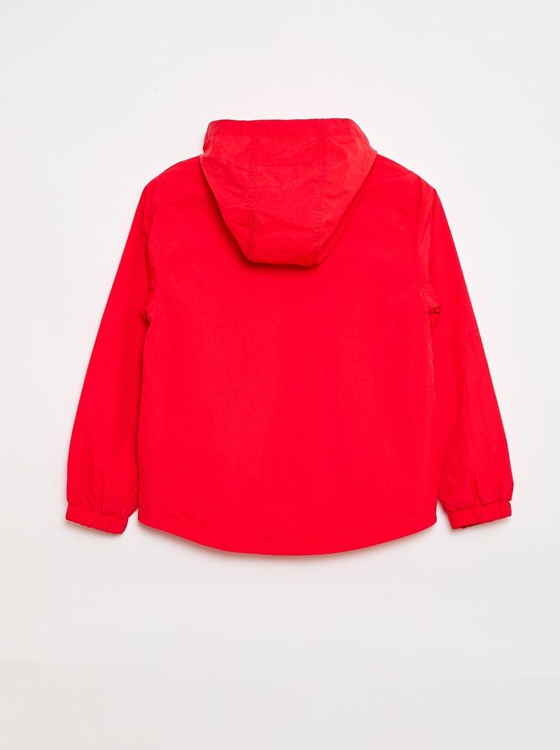 Corta-vento liso dobrável no capuz Vermelho - Kiabi