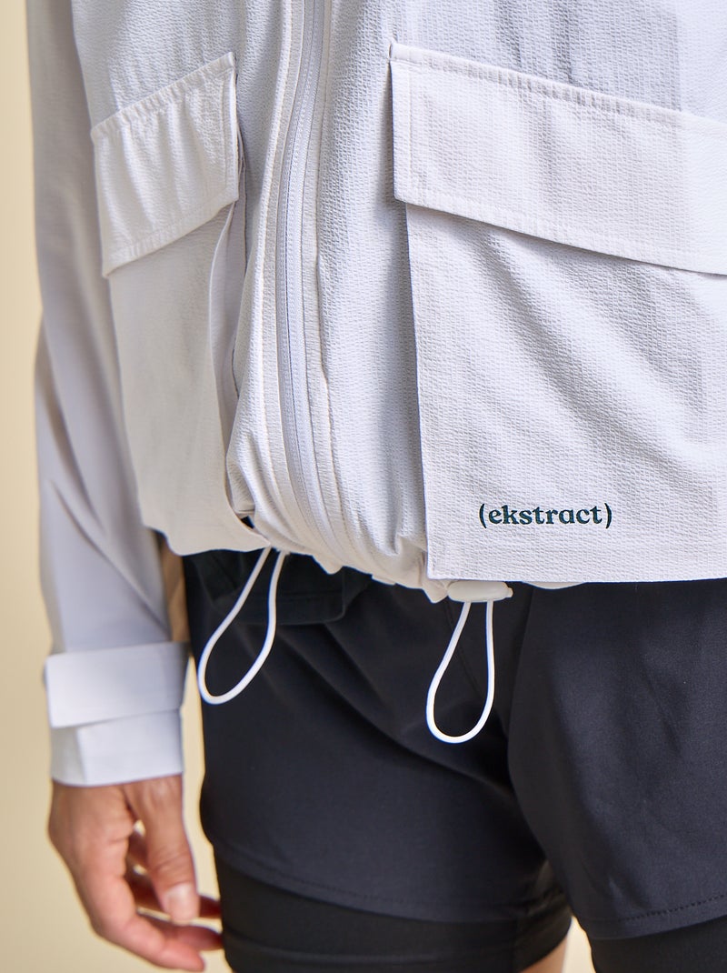 Cortavento desportivo com capuz Branco - Kiabi