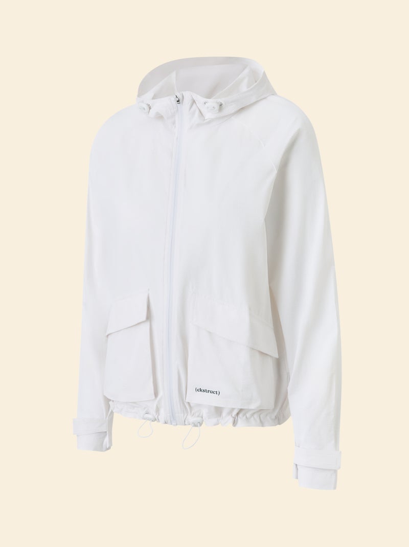 Cortavento desportivo com capuz Branco - Kiabi