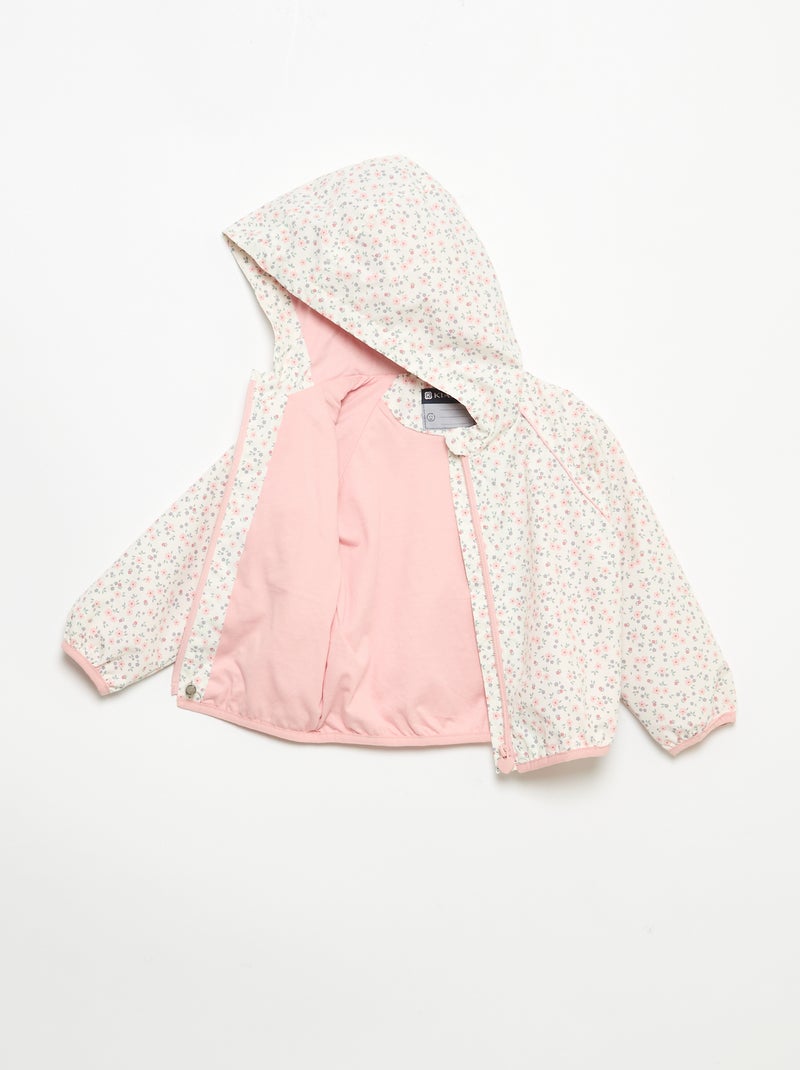 Cortavento leve com capuz Rosa - Kiabi