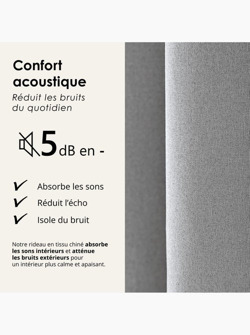 Cortina 100% térmica acústica blackout, mosqueada midnight - Kiabi
