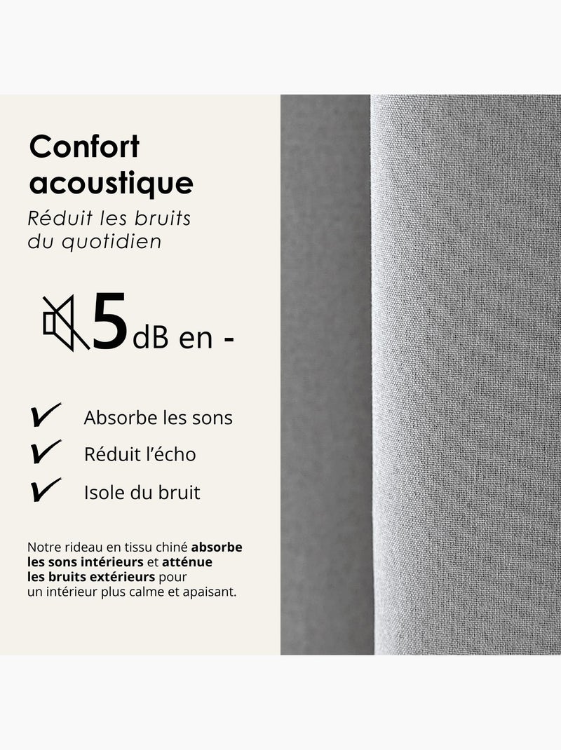 Cortina 100% térmica acústica blackout, mosqueada midnight Cinza claro - Kiabi