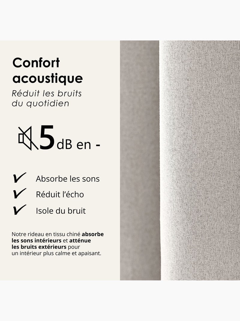 Cortina 100% térmica acústica blackout, mosqueada midnight Marfim - Kiabi