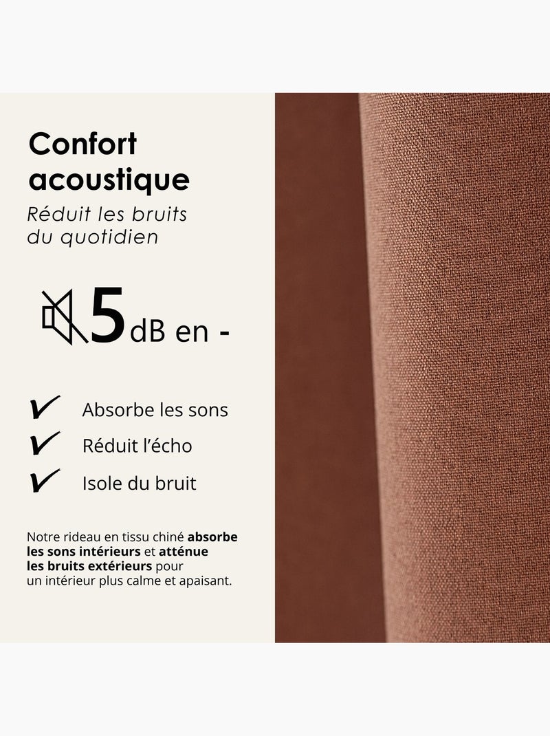 Cortina 100% térmica acústica blackout, mosqueada midnight Terracota - Kiabi