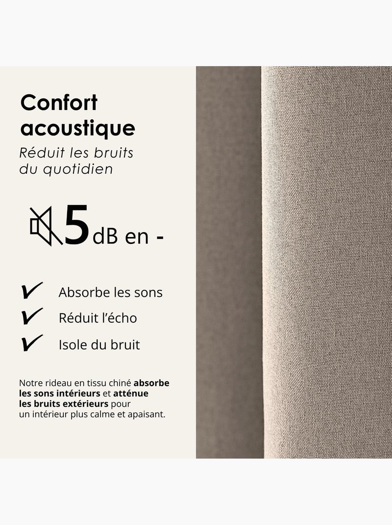 Cortina 100% térmica acústica blackout, mosqueada midnight Toupe - Kiabi