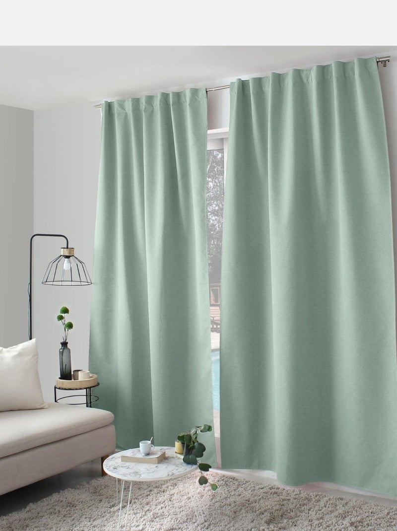 Cortina blackout com efeito cambraia Azul-celadon - Kiabi