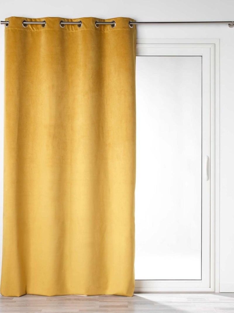 Cortina blackout em veludo liso Amarelo - Kiabi