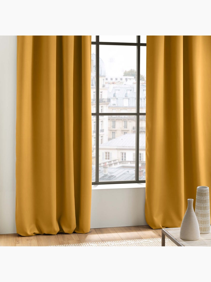 Cortina blackout simples com ilhós Amarelo-escuro - Kiabi