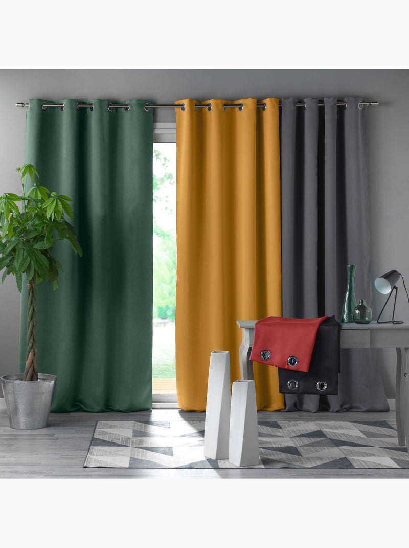 Cortina blackout simples com ilhós Amarelo-escuro - Kiabi