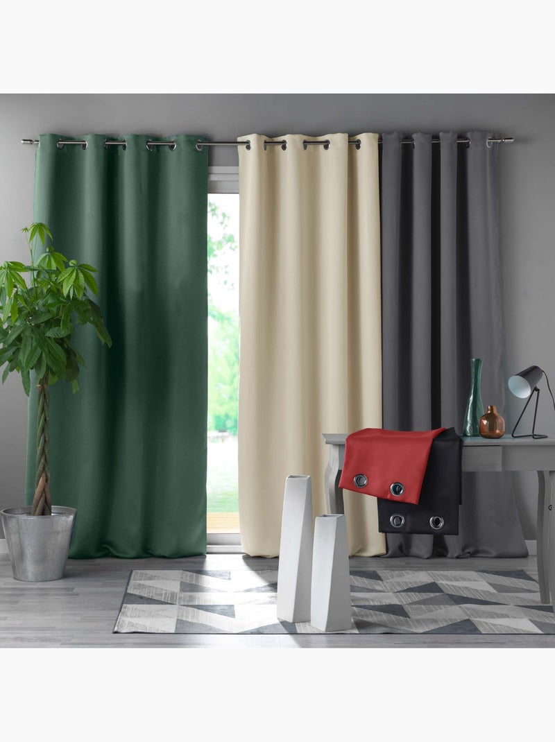 Cortina blackout simples com ilhós Verde - Kiabi