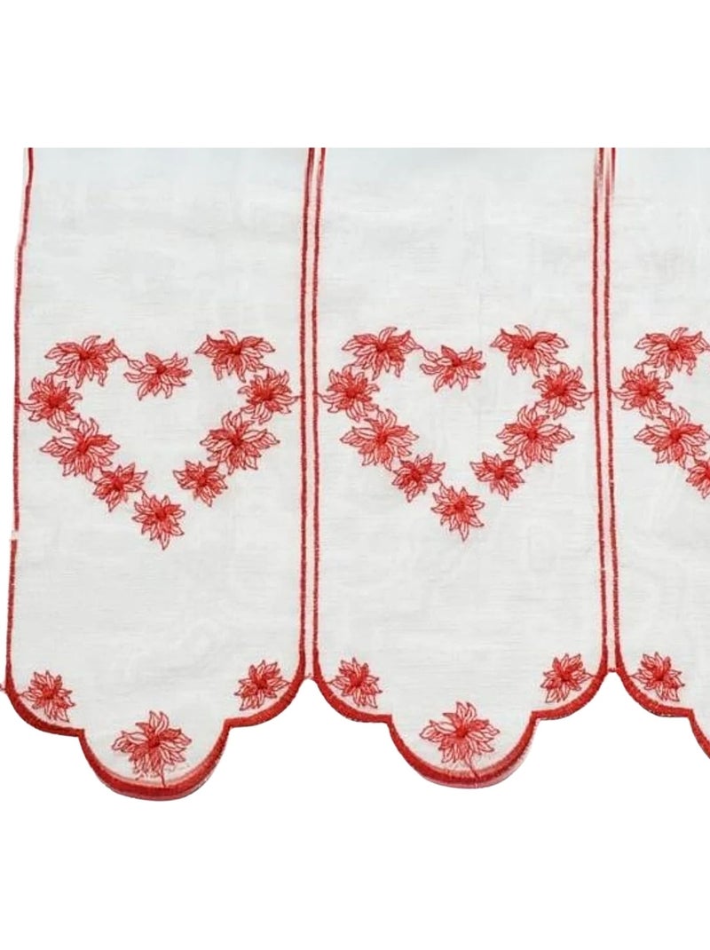 Cortina bordada com motivos de corações Vermelho - Kiabi
