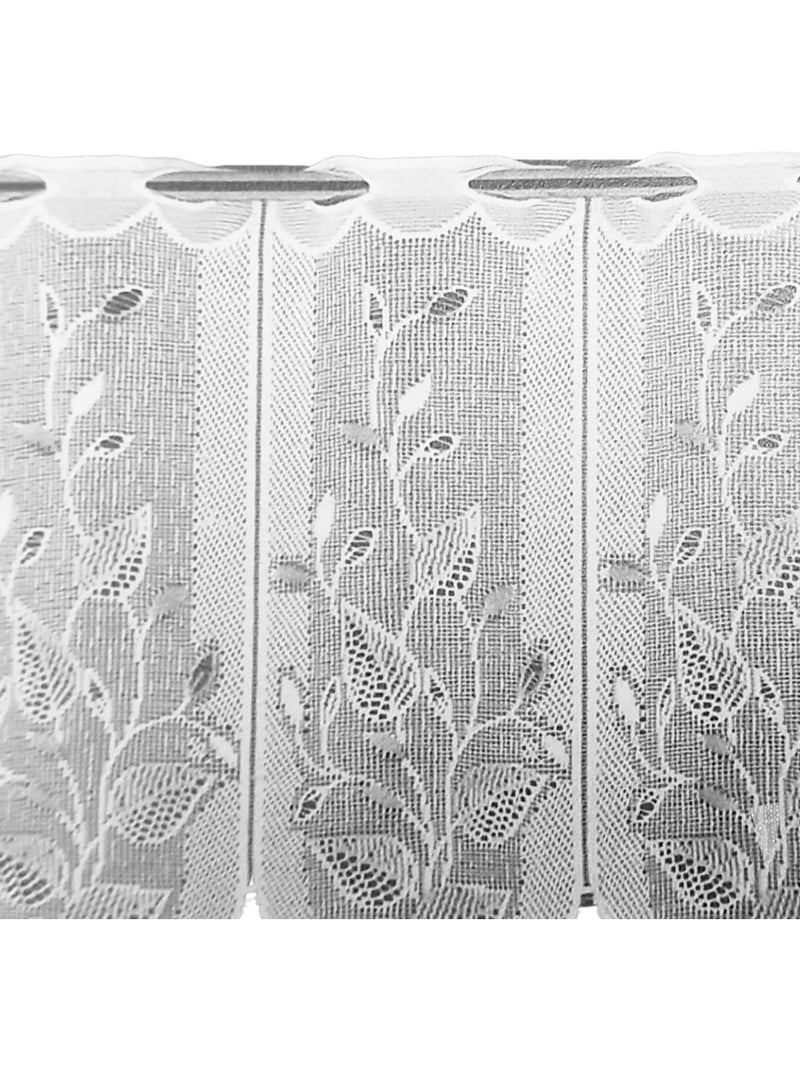 Cortina bordada com motivos de folhagem Branco - Kiabi