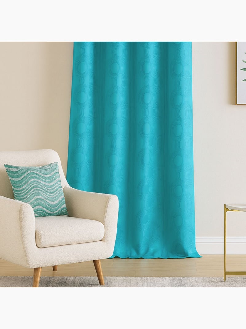Cortina com estampado jacquard cercle design Azul-petróleo - Kiabi