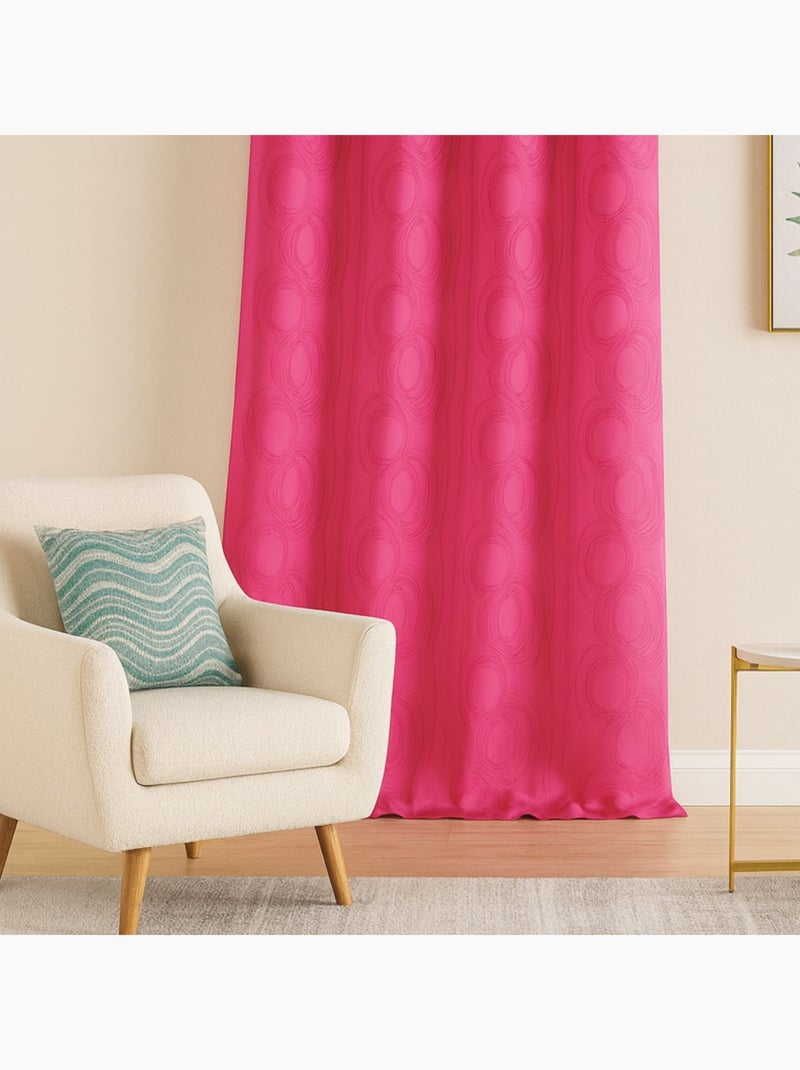 Cortina com estampado jacquard cercle design Rosa-fúcsia - Kiabi