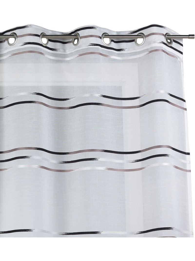 Cortina com finas riscas horizontais tecidas Preto - Kiabi