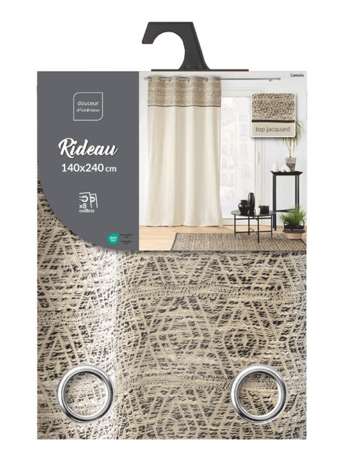 Cortina com ilhós camalia top jacquard - Kiabi