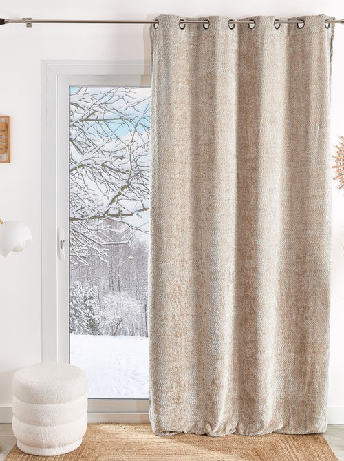 Cortina com ilhós de chenille efeito plush - Kiabi Cortina com ilhós de chenille efeito plush - Kiabi