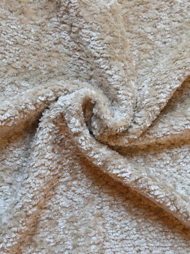 Cortina com ilhós de chenille efeito plush Bege - Kiabi