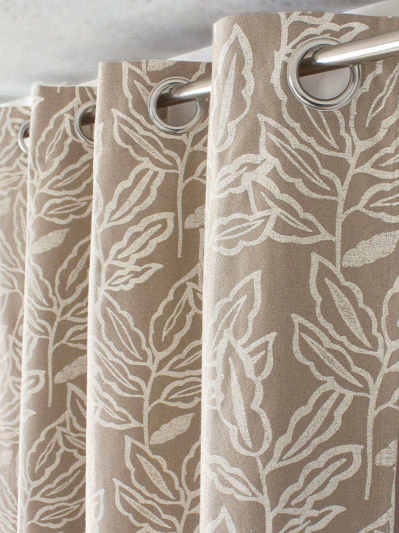 Cortina com ilhós em algodão reciclado chambray Madeira natural - Kiabi