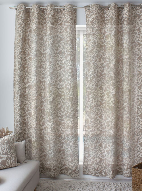 Cortina com ilhós em algodão reciclado chambray - Kiabi