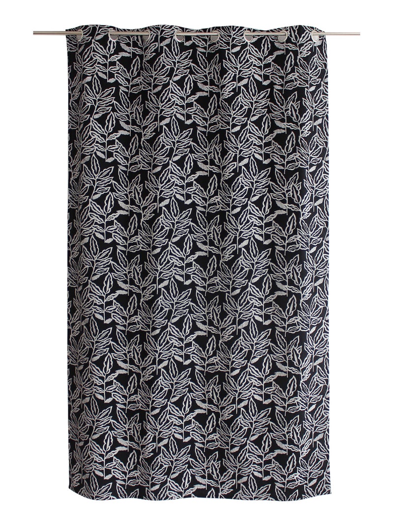 Cortina com ilhós em algodão reciclado chambray Preto - Kiabi