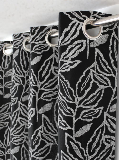 Cortina com ilhós em algodão reciclado chambray - Kiabi
