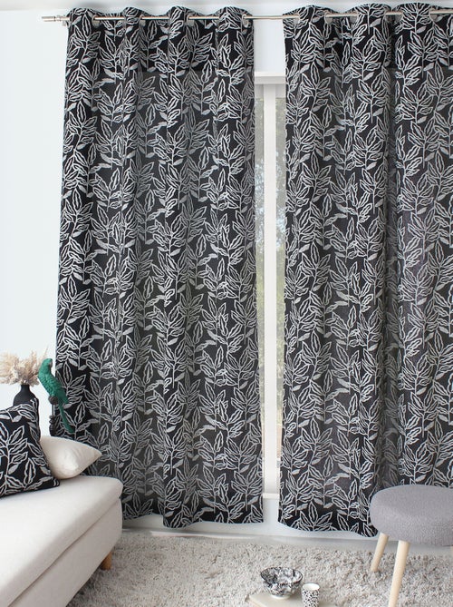 Cortina com ilhós em algodão reciclado chambray - Kiabi