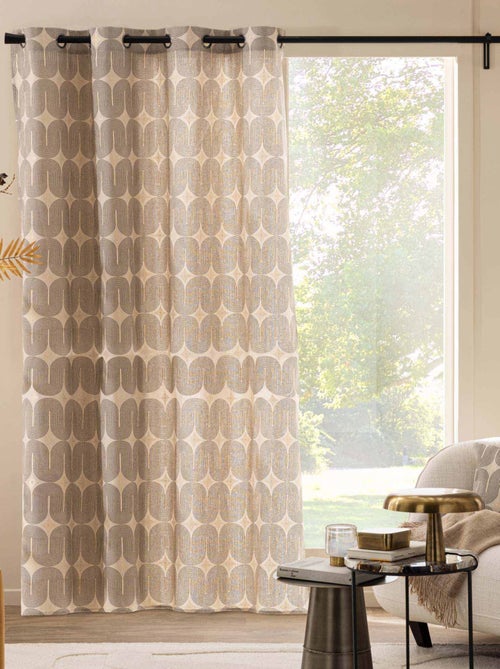 Cortina com ilhós em polycotton com padrão metálico - Kiabi Cortina com ilhós em polycotton com padrão metálico - Kiabi