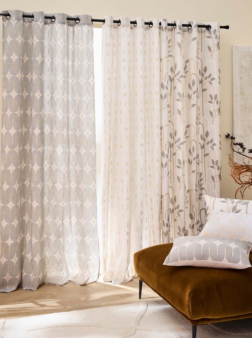 Cortina com ilhós em polycotton com padrão metálico - Kiabi Cortina com ilhós em polycotton com padrão metálico - Kiabi