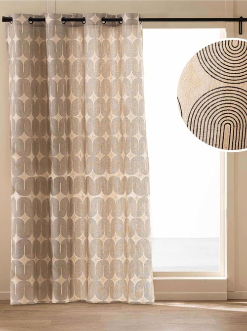 Cortina com ilhós em polycotton com padrão metálico - Kiabi Cortina com ilhós em polycotton com padrão metálico - Kiabi