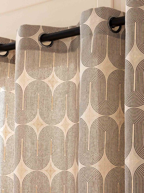 Cortina com ilhós em polycotton com padrão metálico - Kiabi Cortina com ilhós em polycotton com padrão metálico - Kiabi