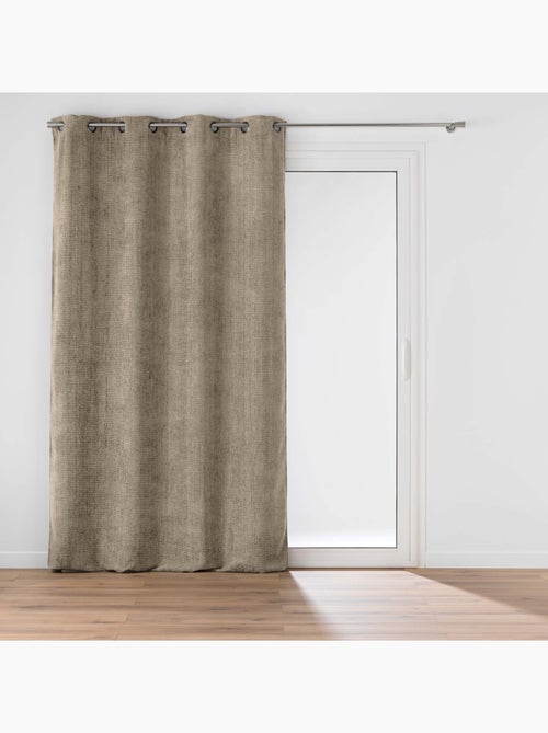 Cortina com ilhós em veludo chenille - Kiabi