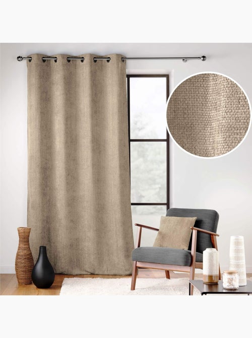 Cortina com ilhós em veludo chenille - Kiabi