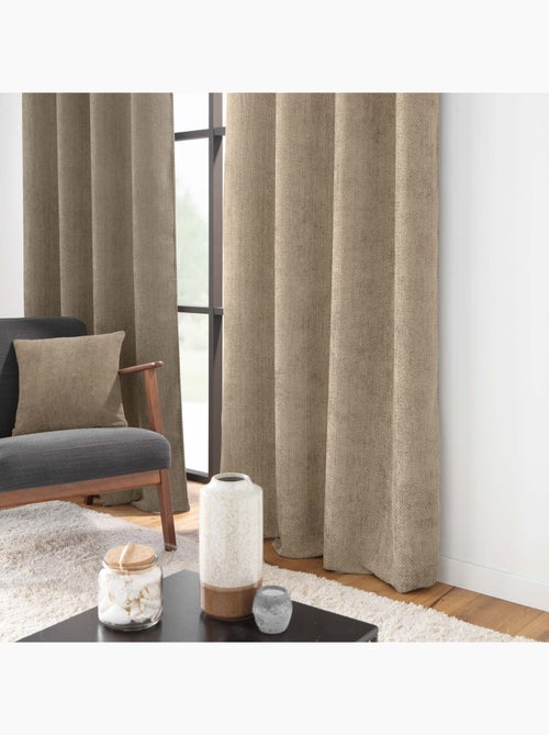Cortina com ilhós em veludo chenille - Kiabi