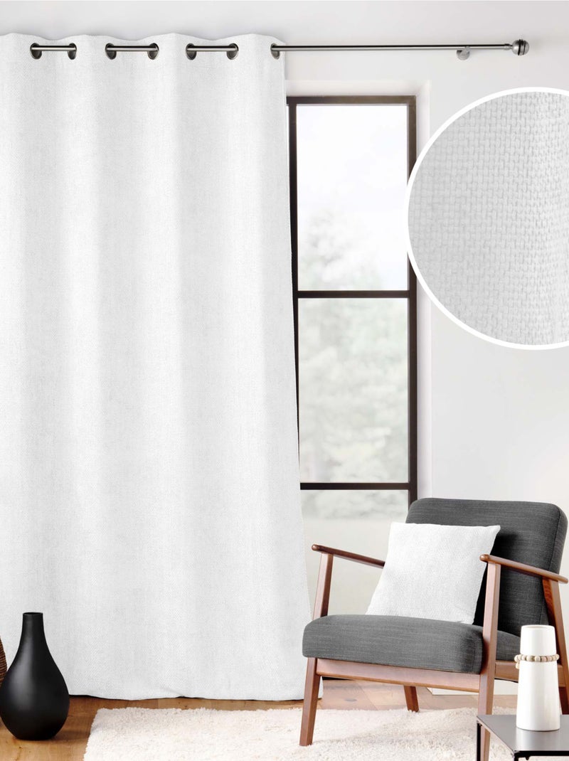 Cortina com ilhós em veludo chenille Branco - Kiabi