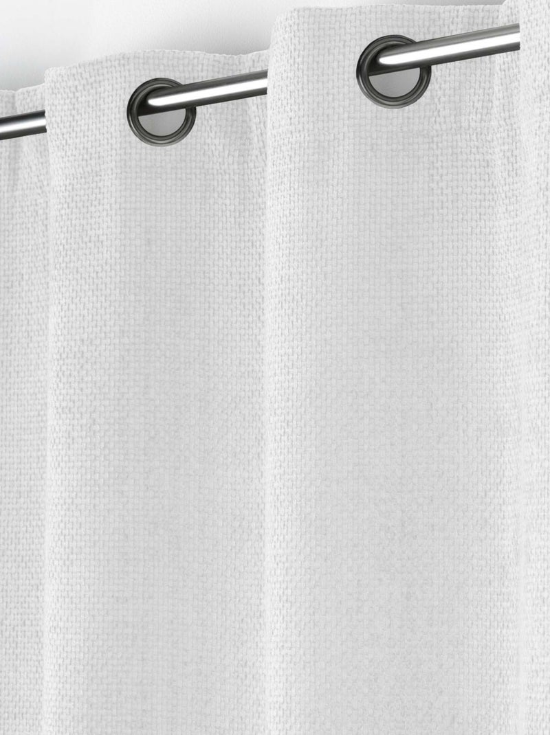 Cortina com ilhós em veludo chenille Branco - Kiabi
