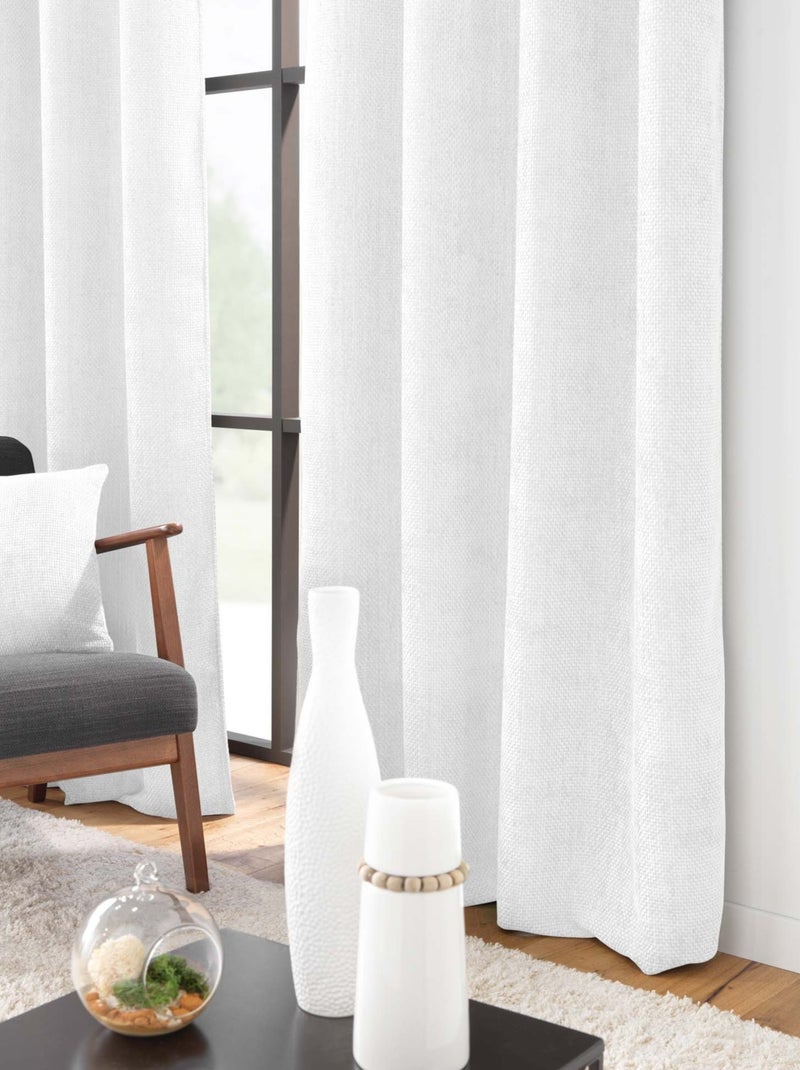 Cortina com ilhós em veludo chenille Branco - Kiabi