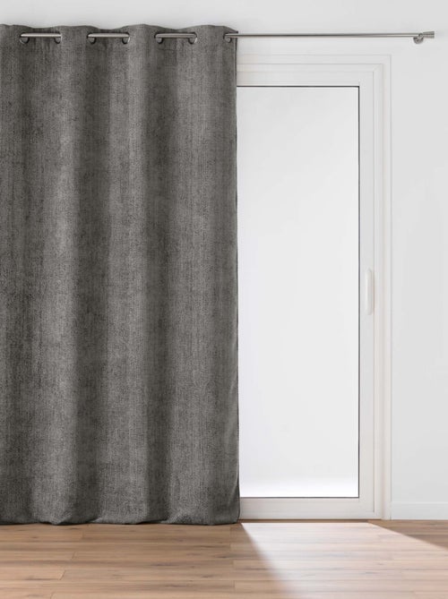 Cortina com ilhós em veludo chenille - Kiabi