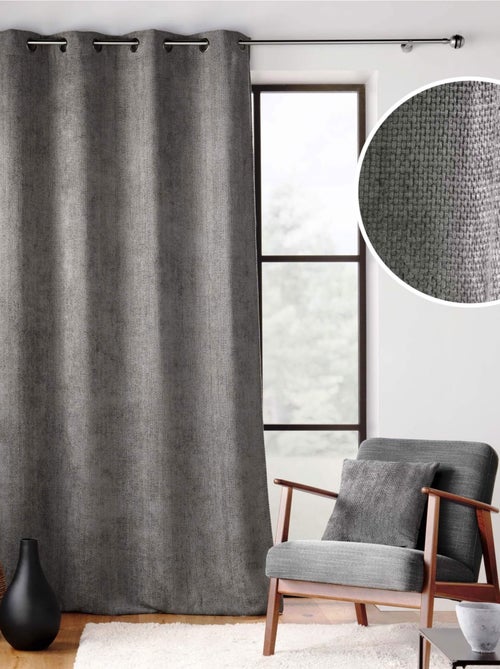 Cortina com ilhós em veludo chenille - Kiabi