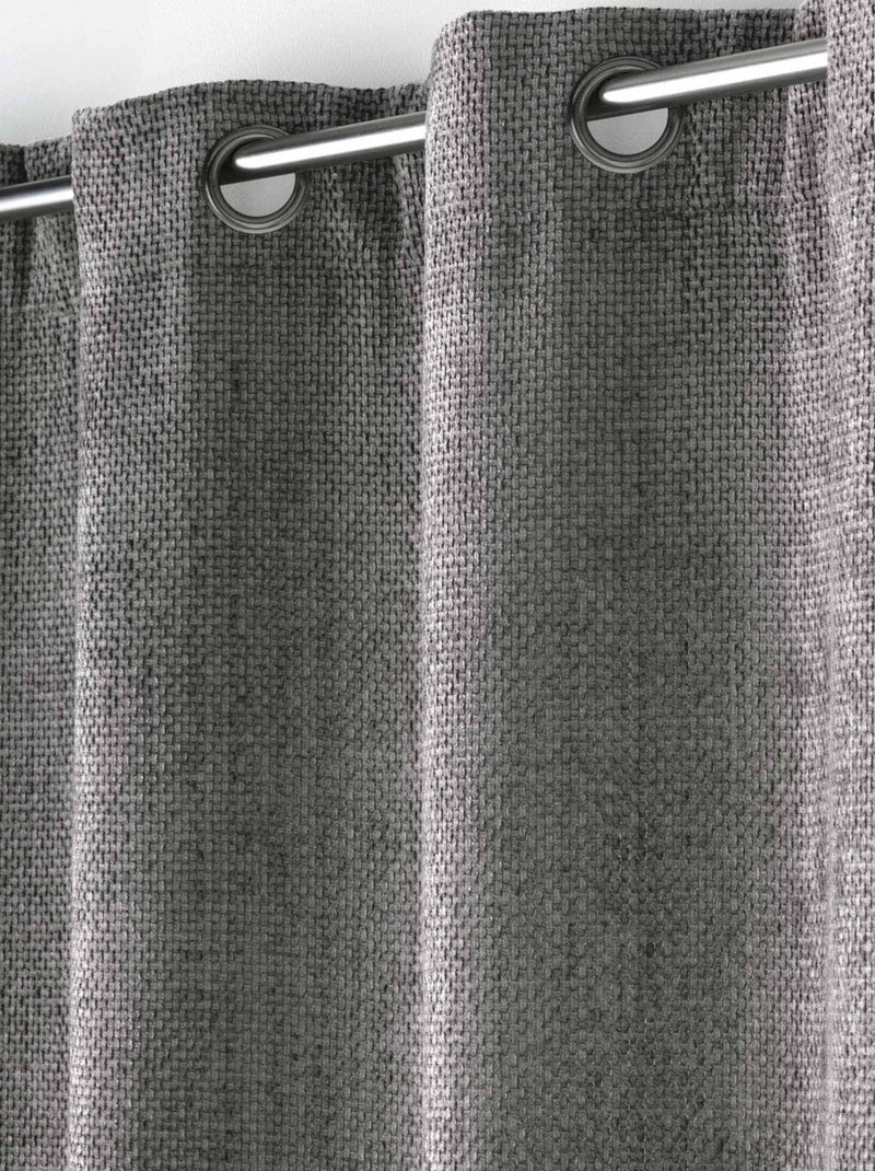 Cortina com ilhós em veludo chenille Cinza antracite - Kiabi