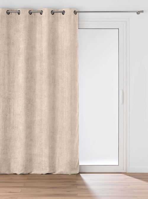 Cortina com ilhós em veludo chenille - Kiabi