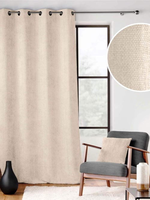 Cortina com ilhós em veludo chenille - Kiabi