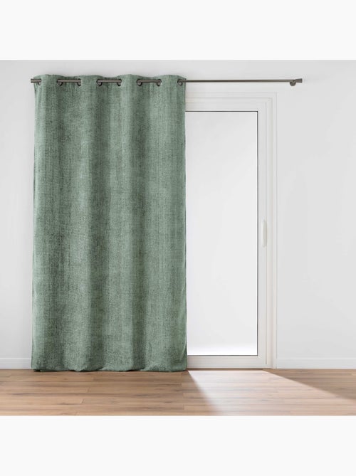 Cortina com ilhós em veludo chenille - Kiabi