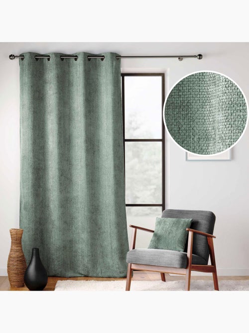 Cortina com ilhós em veludo chenille - Kiabi