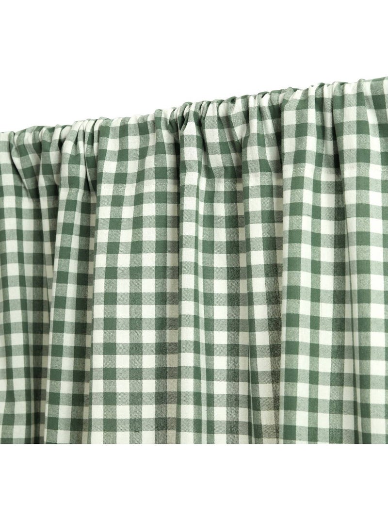 Cortina com passador de varão em algodão com padrão vichy Verde - Kiabi
