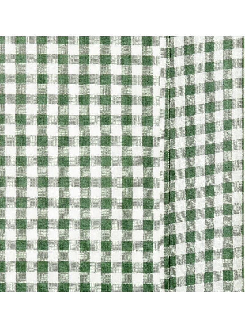 Cortina com passador de varão em algodão com padrão vichy Verde - Kiabi